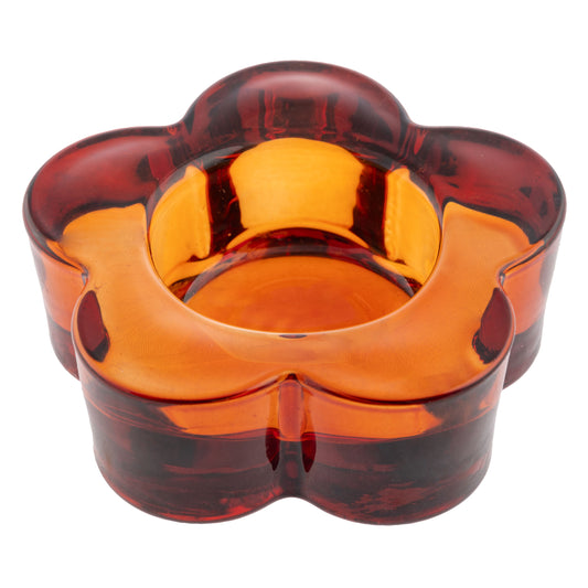 Copper Glass Flower Tealight Holder
