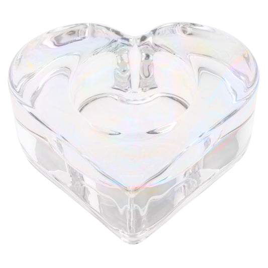 Iridescent Glass Heart Tealight Holders