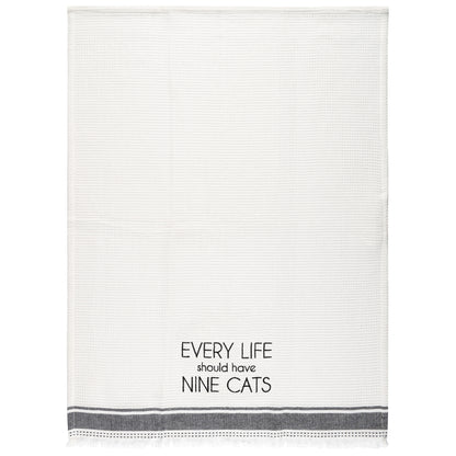 Cats Milo Tea Towel unfolded view. 