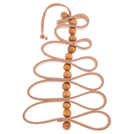 Large Light Brown Leather Beaded Tree Ornaments