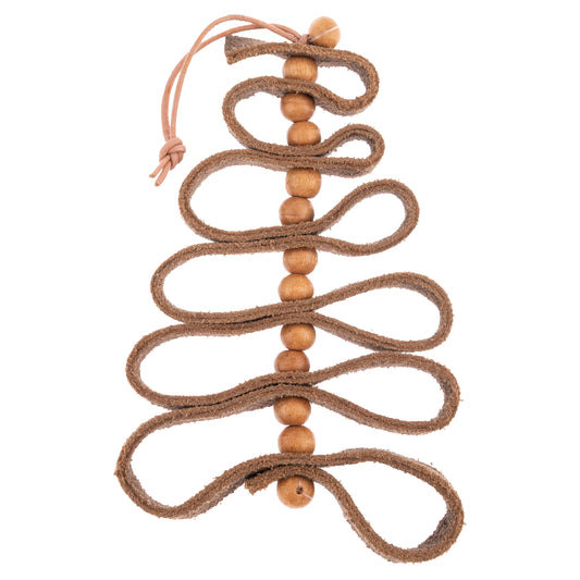 Large Dark Brown Leather Beaded Tree Ornaments