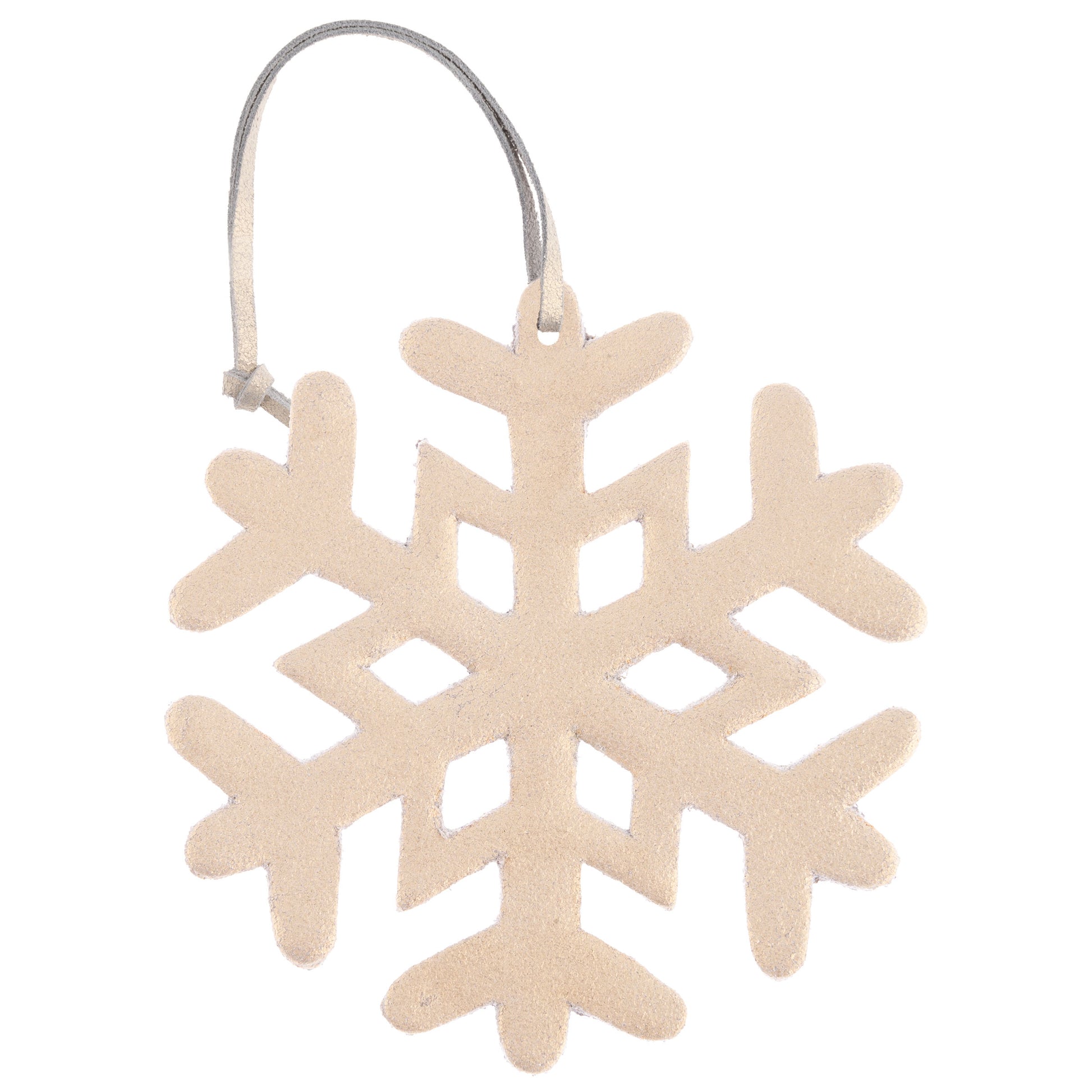 Gold Leather Snowflake Ornaments view with string