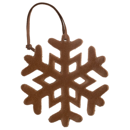 Copper Leather Snowflake Ornaments view with string
