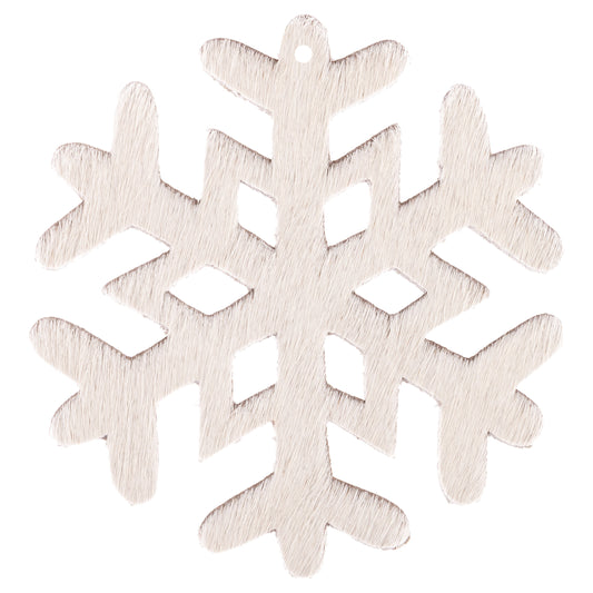 White Cowhide Leather Snowflake Ornaments