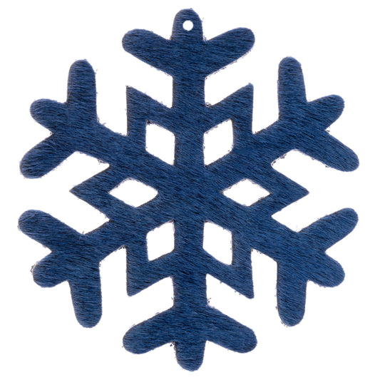 Blue Cowhide Leather Snowflake Ornaments