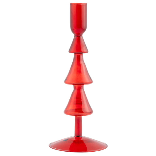 Medium Red Tree Glass Candle Holder