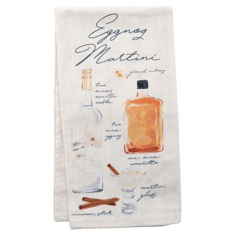 Eggnog Martini Holiday Spirits Tea Towel