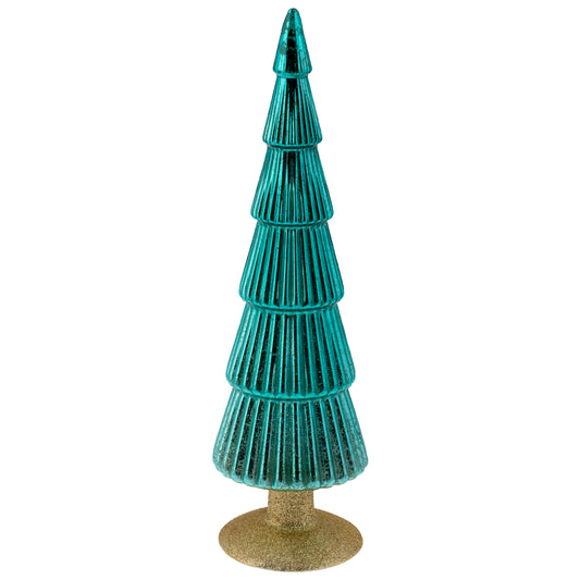 Teal Fluted Mercury Glass Tree