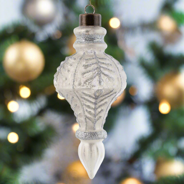 Antique Fir Branch Mercury Glass Ornament Silver