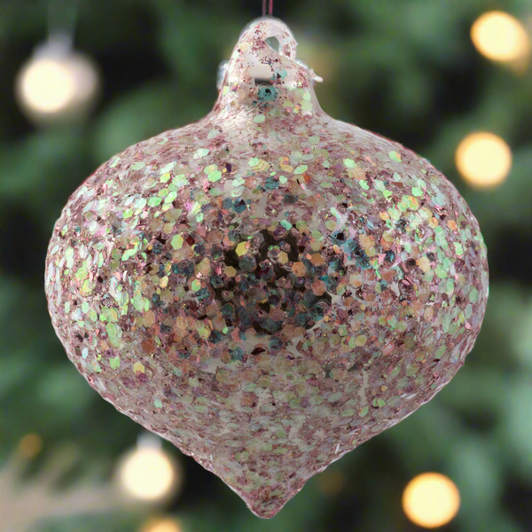 Icy Confetti Glass Ornament Pink