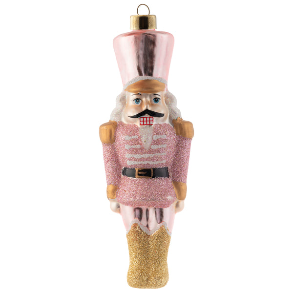 Pink nutcracker mercury glass ornament