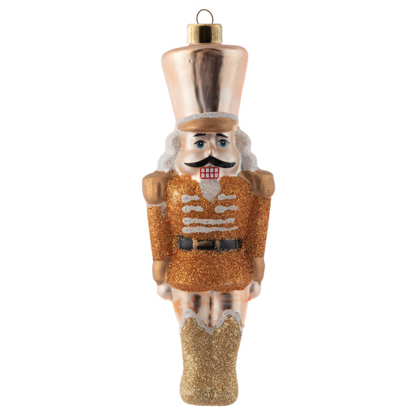 Gold nutcracker mercury glass ornament