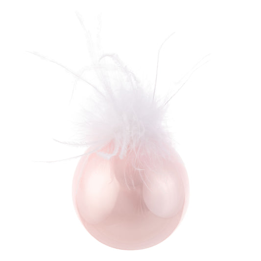 Ball Shiny Feather Top Pink Glass Ornament