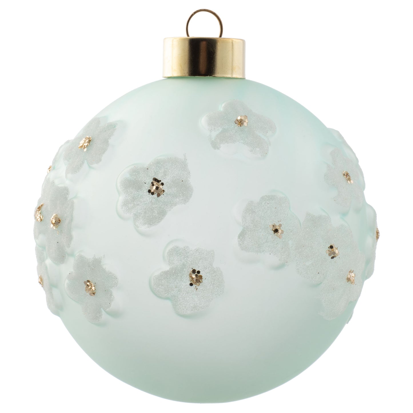 Mint Sugared Flower Glass Ornament