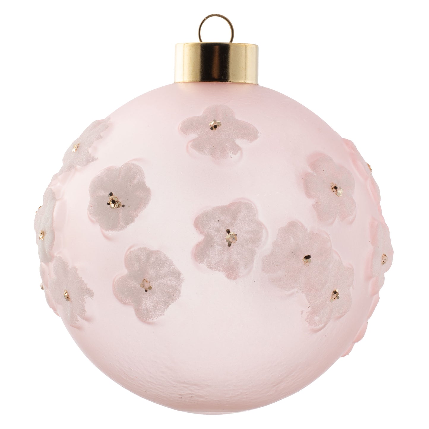 Blush Sugared Flower Glass Ornament