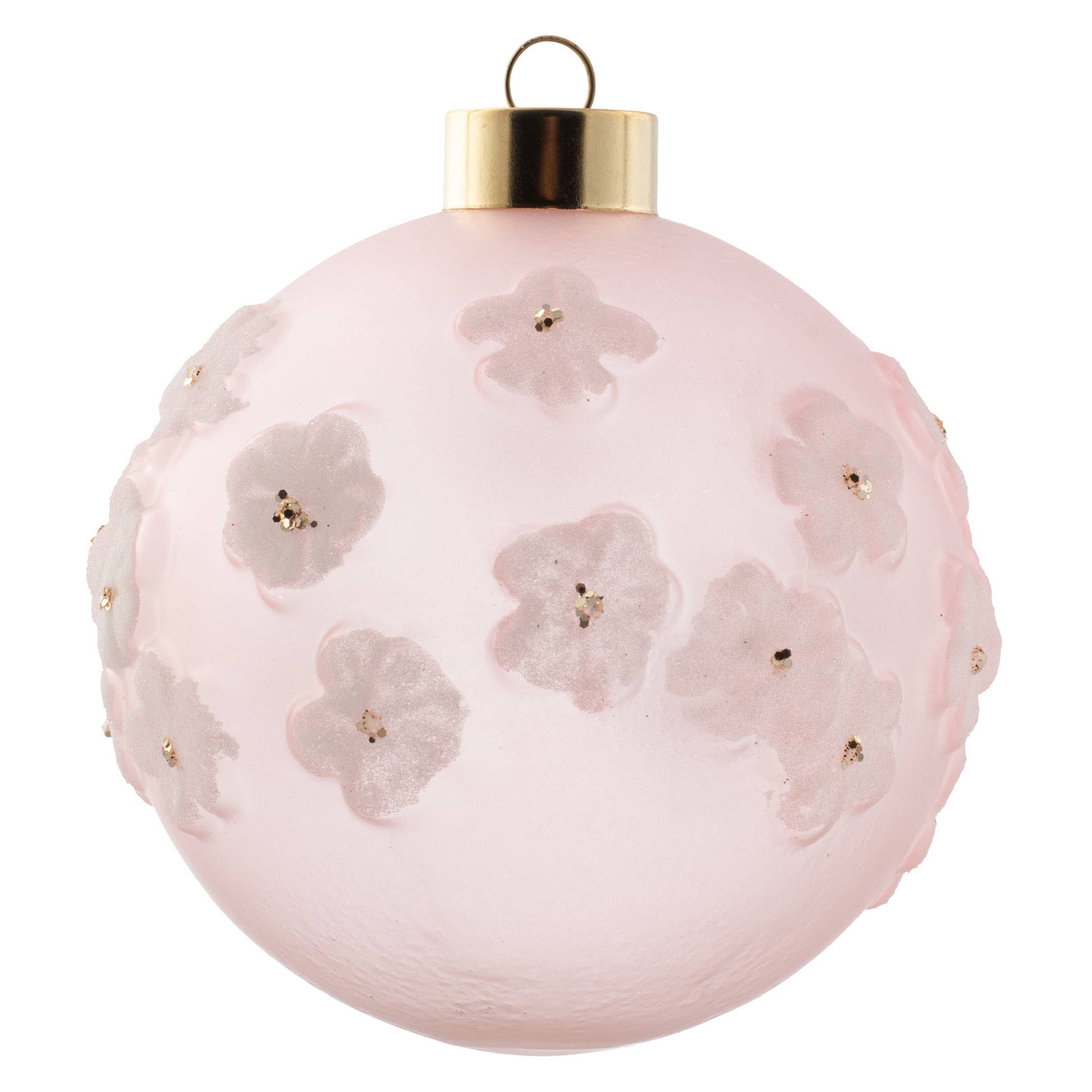 Blush Sugared Flower Glass Ornament