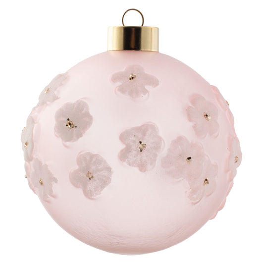 Blush Sugared Flower Glass Ornament