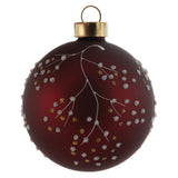 Ball glitter flower spray glass plum ornament