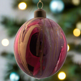 Swirl Painted Glass Ornament Garnet and Gold