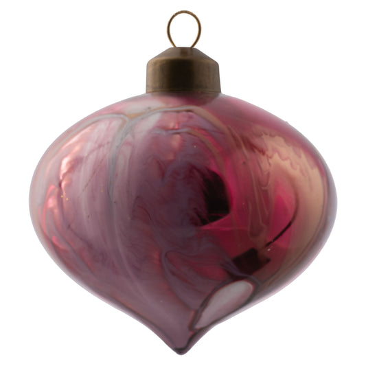 Drop Swirl Painted Glass Ornament Garnet and Gold