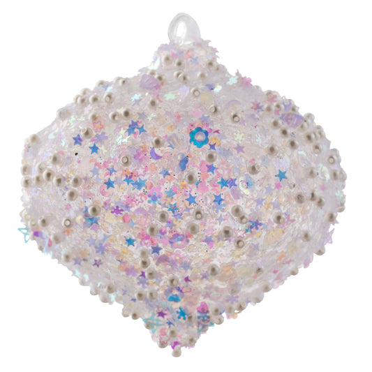 Drop Iridescent Confetti Glass Clear Ornament