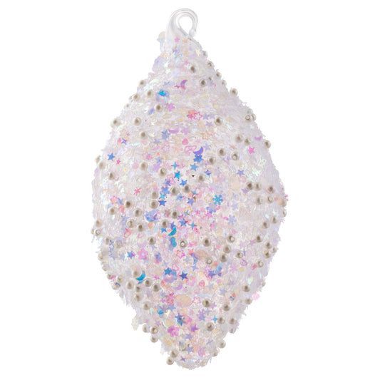 Teardrop Iridescent Confetti Glass Clear Ornament
