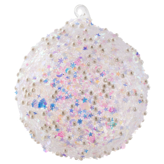 Ball Iridescent Confetti Glass Clear Ornament