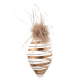 Teardrop feather top striped glass clear ornament