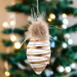 Feather Top Striped Glass Clear Ornament