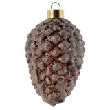 Medium glittered glass pinecone espresso ornament