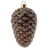 Large glittered glass pinecone espresso ornament