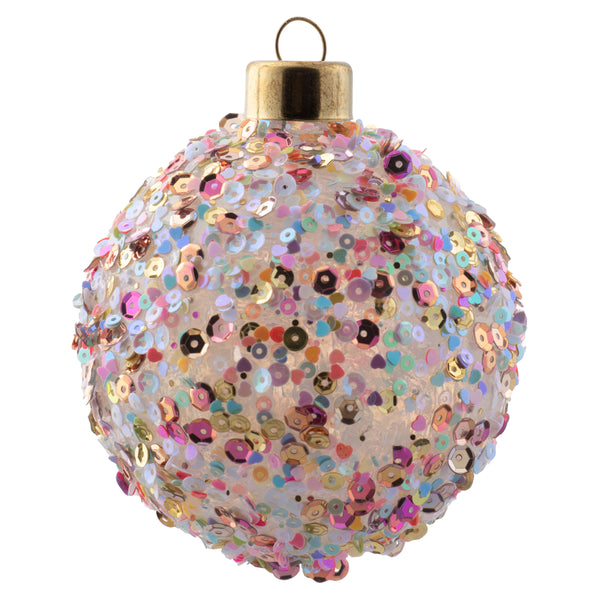 Ball sequin confetti glass multi ornament