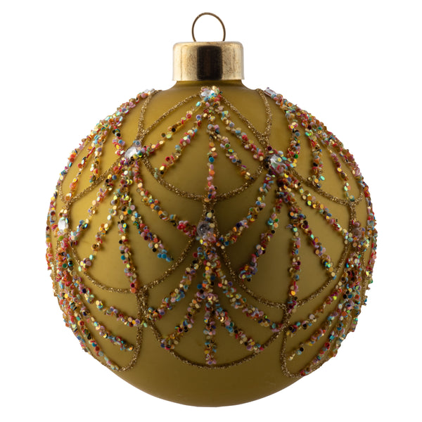 Ball deco glitter glass gold ornament 