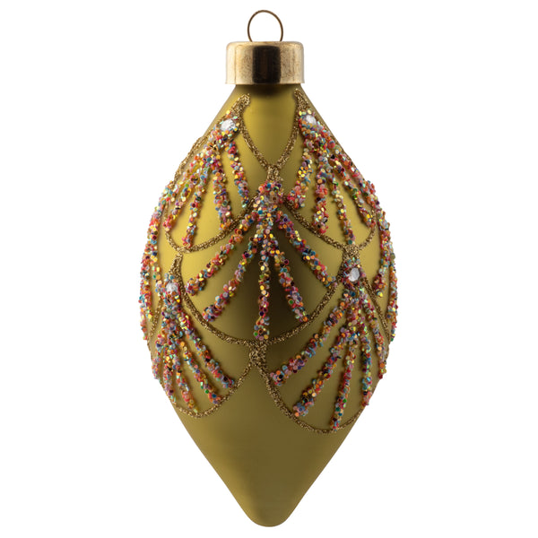 Drop deco glitter glass gold ornament