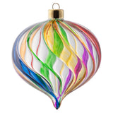 Drop rainbow swirl glass clear ornament