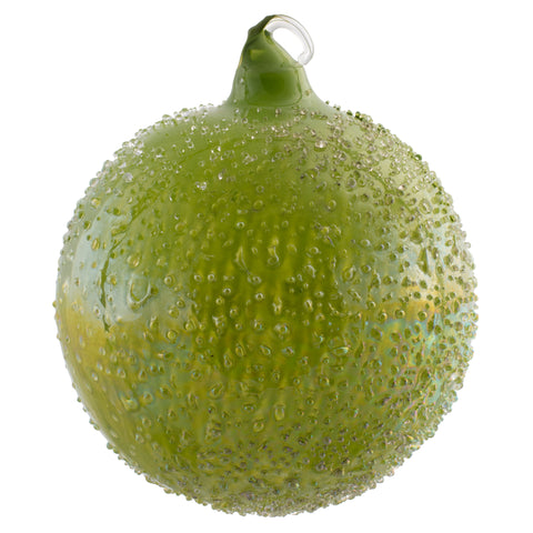 Leaf green iridescent icy glass ball ornament