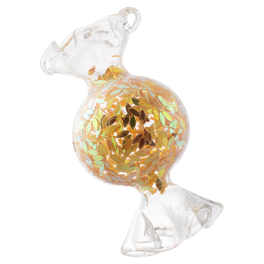 Round Confetti Wrapped Candy Gold Ornament