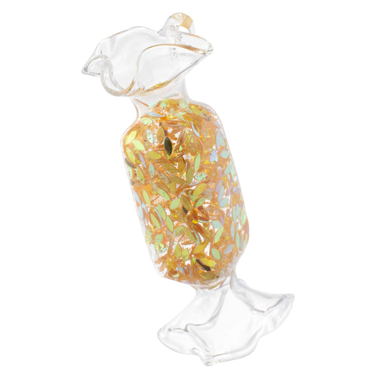 Rectangle Confetti Wrapped Candy Gold Ornament