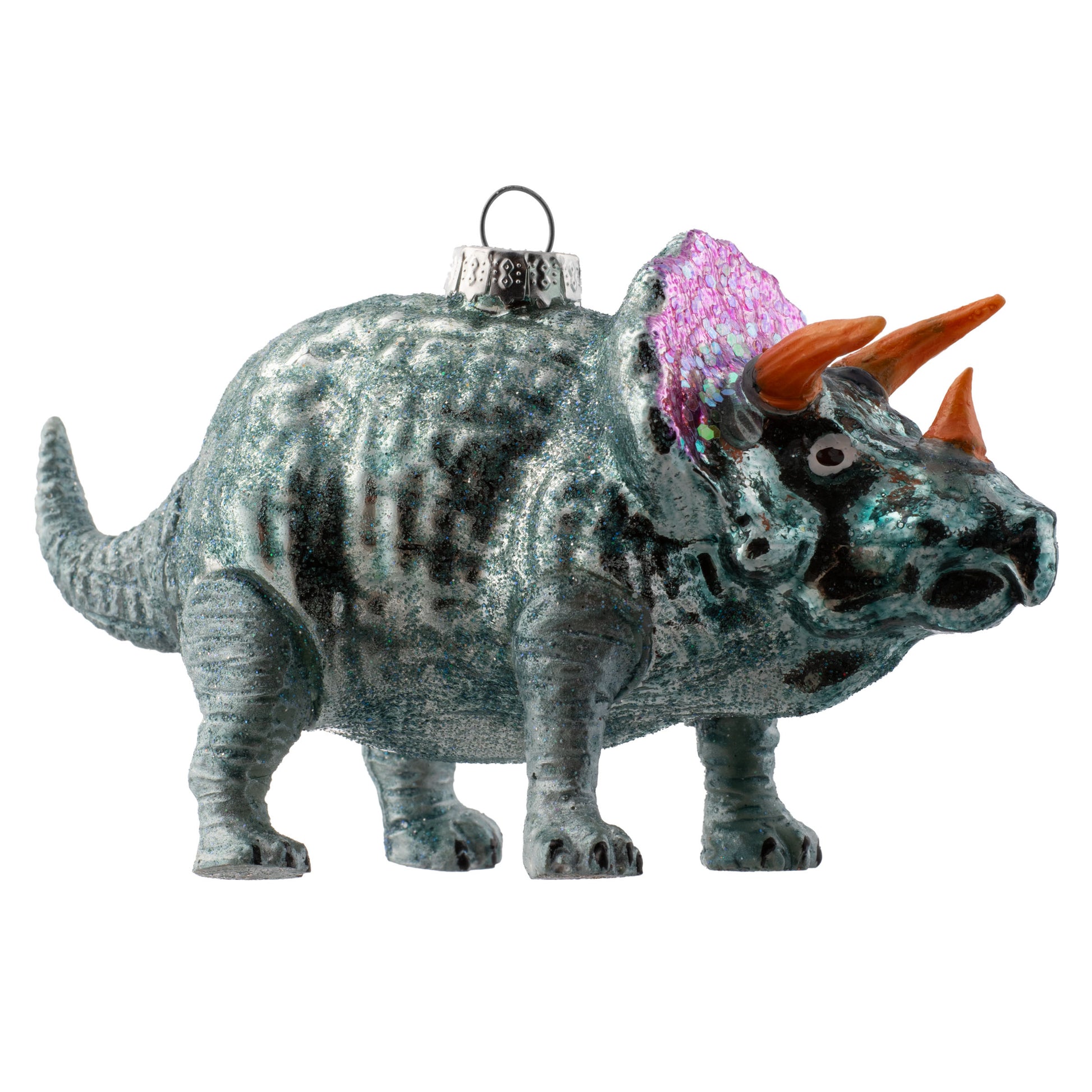 Blue Triceratops Dinosaur Mercury Ornaments
