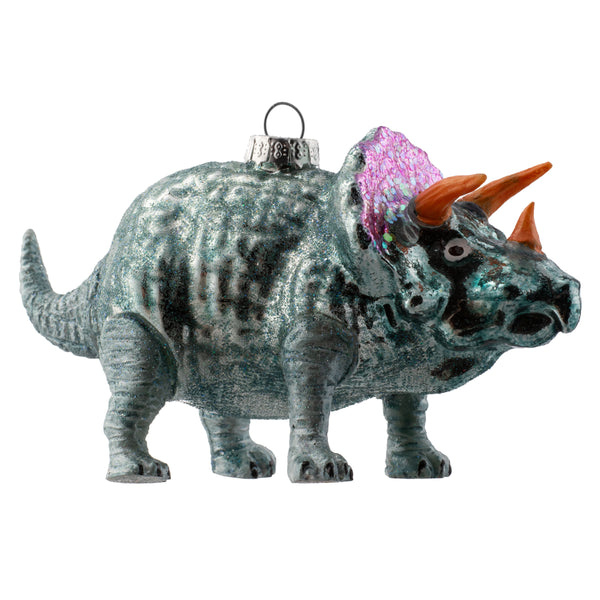 Blue Triceratops dinosaur mercury ornaments