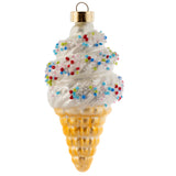 White ice cream cone mercury glass ornament