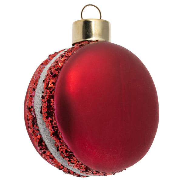 Red macaron mercury glass ornament