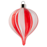 Drop candy cane striped glass ornament