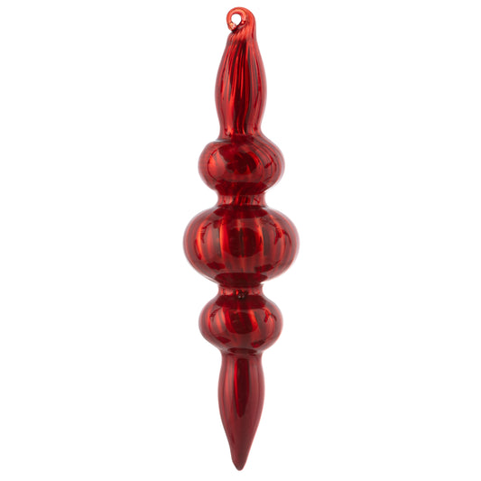 Bauble Finial Shiny Fluted Ruby Ornament