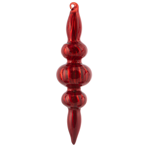 Bauble finial shiny fluted ruby ornament