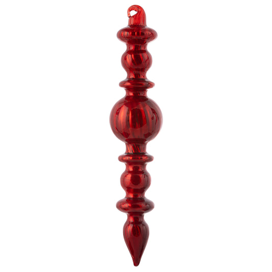 Drop Finial Shiny Fluted Ruby Ornament