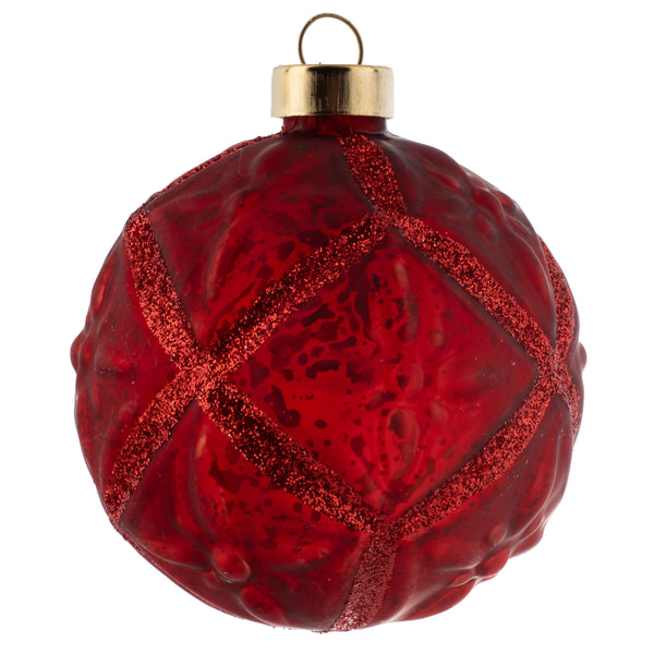 Star glittery garnet mercury glass ornament