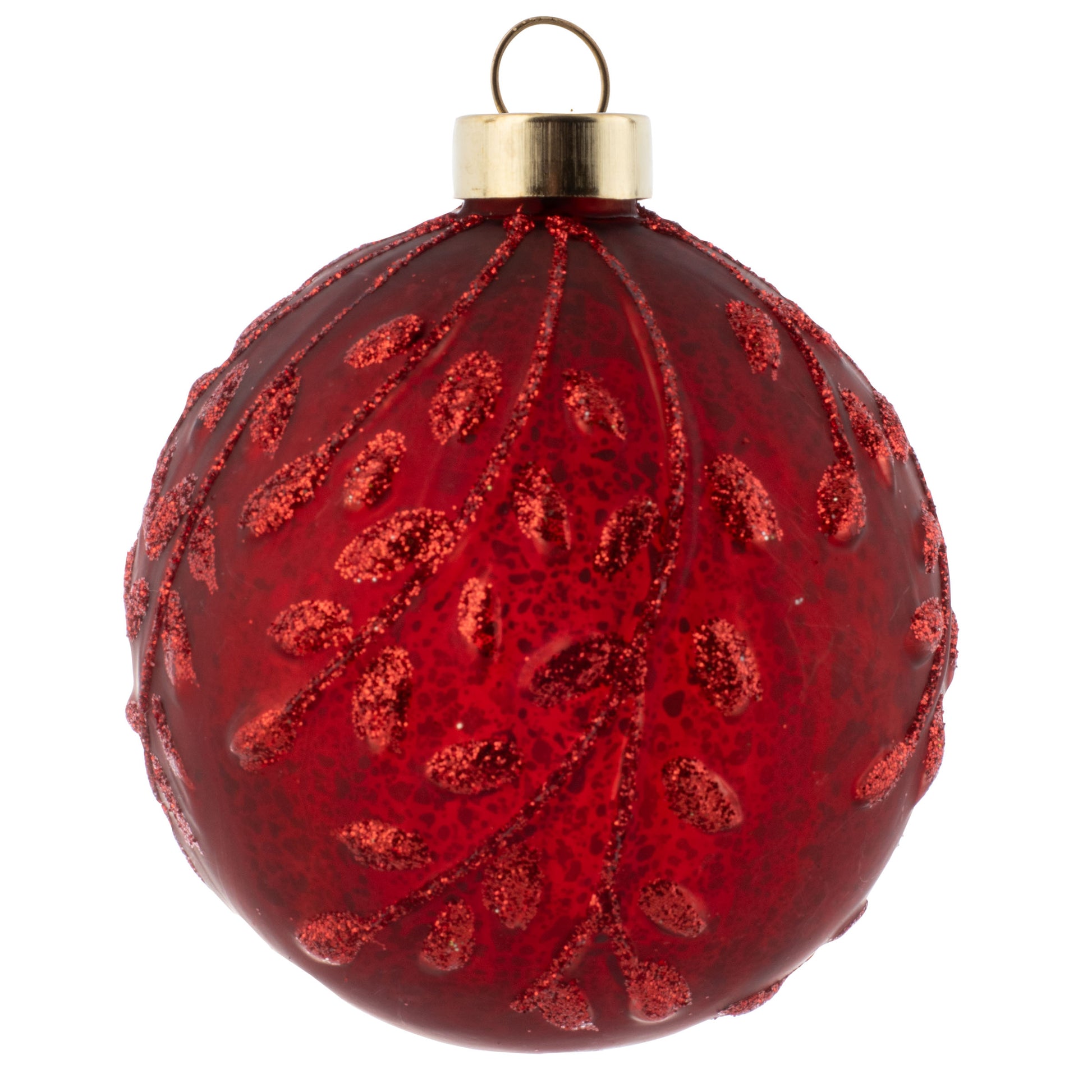 Branch Glittery Garnet Mercury Glass Ornament