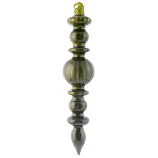 Banded Finial Shiny Fluted Sage Ornament