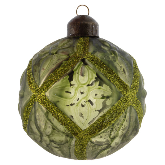 Star Glitter Sage Mercury Glass Ornament